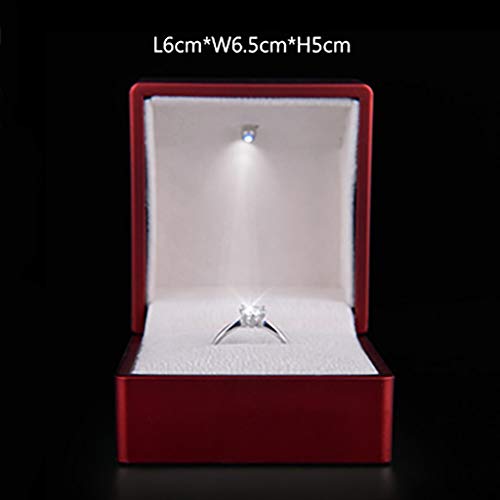 Preisvergleich Produktbild RTTssa Schmuckkästchen Luxuxringkasten, Hochzeitsringkasten-Schmuckgeschenkka... und LED-Lichter empfohlenes Verlobungshochzeitskleid, großes Rot schmuckkasten (größe : Ring Box)