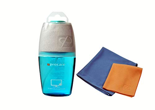 PROCARE - Limpiador de Pantalla de 100 ml con 3 paños de Microfibra para LCD y OLED 4K TV, portátil, PC, Tableta, teléfono móvil, fácil de Limpiar para Pantalla de Espejo