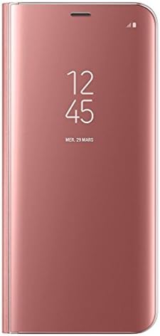 EMSMIL Mirror Translucent Smart Clear View Flip Folio Hard Back Anti-Scratch Standing Case Cover with Auto ON/OFF Function for Samsung Galaxy S8 Rose Gold