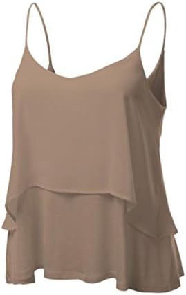 Sixcup Tank Top for Women, Ladies Plain Chiffon Camisole Tops Strappy Cami Vest Summer Tank Top