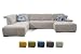 Produktbild CAVADORE Wohnlandschaft Tabagos / U-Form mit Ottomane links / XXL Sofa mit Sitztiefenverstellung / Kopfteilverstellung / 364 x 85 x 248 / Grau-Weiß