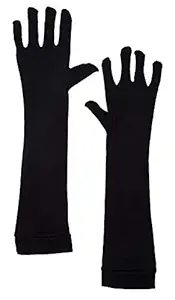 H-STORE Men & Women Black Cotton Full Hand Biking and Driving Dust and Sun Protection Gloves|Arm Sleeves Perfect for Cycling, Driving, Running, Basketball, Football & Outdoor Activities