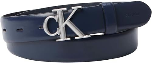 Calvin Klein Donna Cintura Ck Logo Belt 3.5 cm Cintura in Pelle, Blu (Ck Spellbound/Antique Nickel), 90 cm