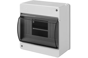 Elektro-Plast Caja de fusibles IP30, tapa de cristal ahumado, montaje en superficie, para ambientes húmedos, 6 PLE, color negro