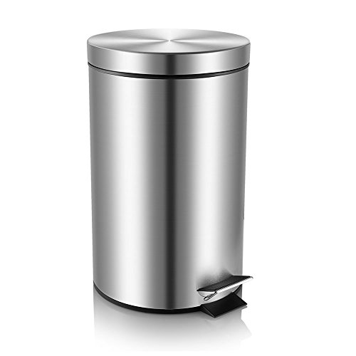 Fortune Candy (TM) rund Schritt Mini Badezimmer Trash kann Edelstahl mit Deckel Schließen passgenau, 0,8 l/3L