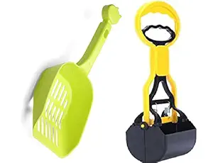 PSK PET MART Dog Potty Scooper with Cat Litter Scoop Non-Breakable for Dogs and Cats Durable Spring for Easy Grass and Gravel Pick Up Puppies & Small Medium Breed Dogs (Color May Vary)
