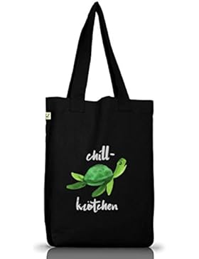 Turtle Schildkröte Jutebeutel Stoffbeutel Earth Positive mit Chillkrötchen 2 Motiv