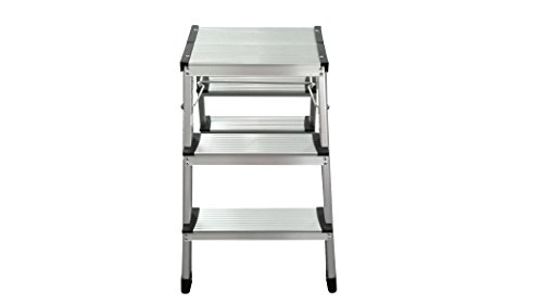 1PLUS Aluminium Tritt / Leiter Trittleiter Klapptritt 2 x 3 Stufen bis 150 kg belastbar, Höhe: ca. 60 cm - 4