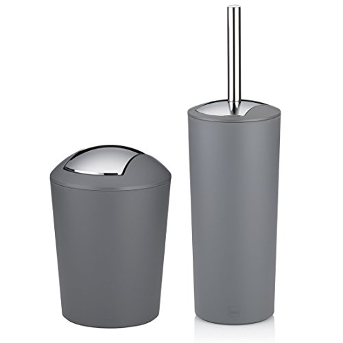 Kela 22276 WC-Bürste und Behälter, 36,5 cm Höhe, Kunststoff, Matt, WC-Garnitur, Marta, Grau - 4