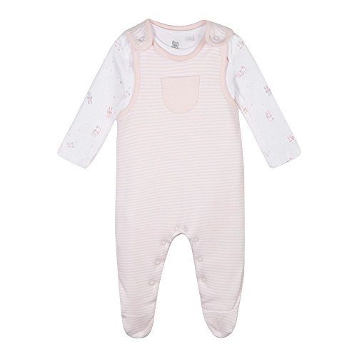 Bluezoo Kids Babies Pale Pink Soft Dungarees And Bodysuit Set 3-6 Months
