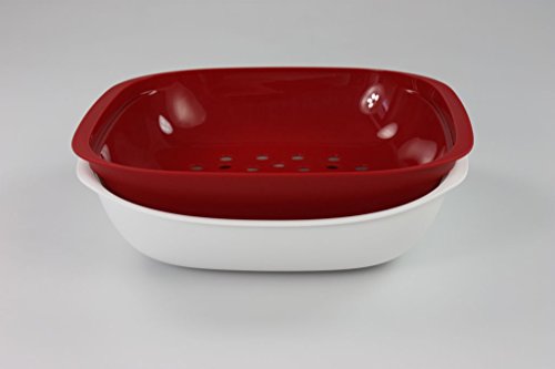 TUPPERWARE Allegra Servierschale 1,33 L rot weiß mit Sieb Auffangschale - 8