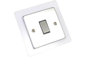 BSM MARKETING Single Double Light Plug Socket Switch Surround Finger Plate Acrylic (White, Single)
