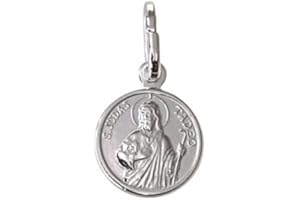 Minoplata Medalla pequeña San Judas Tadeo de Plata de ley 925 10mm diámetro un Colgante unisex