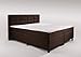 Produktbild CAVADORE Boxspringbett ALINA in Dunkelbraun / Qualitativ hochwertiges Boxspringbett aus Stoff mit gestepptem Kopfteil / 180 x 200 cm breit