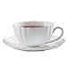 Produktbild PET Bone China Kaffeetassen, 2 Stück Kaffeebecher Set Mit Untertasse, Porzellan Tee-Sets Für Mädchen Und Hochzeitsgeschenk