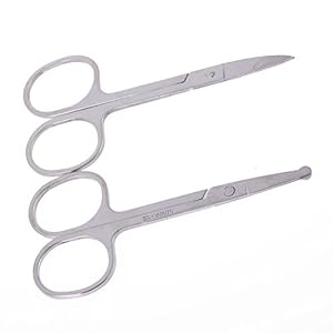 Welecom 2PCS, Nose Hair Scissors Beard Eyebrow Trimmer Scissors Stainless Steel Set - Image 5