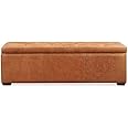 WOODSTER 2 Seater Tufted Storage Ottoman Pouffee (Tan)
