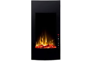 ‎GLOW FIRE GLOW FIRE Elektrokamin mit Heizung und Kaminfeuer (Wandkamin URANUS) - elektrischer Kamin mit LED-Licht, Heizlüfter, Deko & Fernbedienung - zum Aufhängen an der Wand, max. 1500 W - schwarz, 41x81 cm
