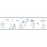 winnie pooh bordüre nicht selbstklebend  Rasch Textil selbstklebende Papierborte Bordüre - Kollektion Disney Fantasy Deco P35211 Winnie Pooh weiß blau