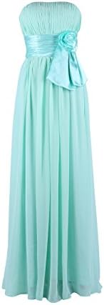 YiYaDawn Women's Long Prom Evening Dress Bridesmaid Dresses with Flower Size 20 UK Tiffany Blue
