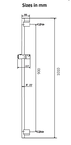 RBN Dusche Duschstange mit Handset Halterung Halter verstellbar Höhe, Chrome Finish, Made in EU, chrome, 90 cm / 35.4 in - 6