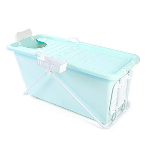 Preisvergleich Produktbild PAN Großer tragbarer faltender Badewannen-Swimmingpool mit Deckel halten Hauptbaby-Wanne, freistehende Eckbadewanne mit Kopfstütze und Badhocker warm