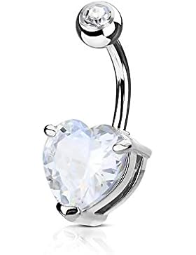 beyoutifulthings Bauch-nabelpiercing Stab-dicke 1,6mm Stab-länge 10mm Herz 10mm Nabel Piercing Schmuck Edelstahl...
