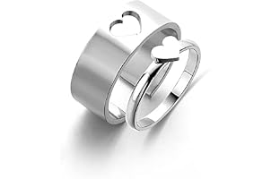 Vembley Stylish Valentine Day Gift Silver Heart Couple Ring Matching Wrap Finger Ring for Women and Men