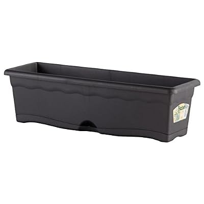 Plastiken jardiniere rectangulaire - 60 x 20 cm avec plateau - anthracite