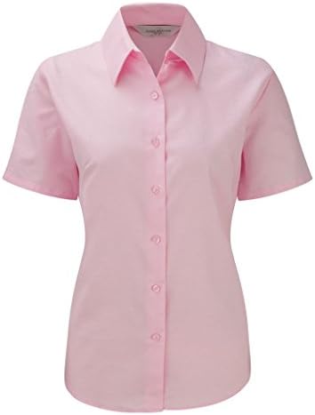 Russell Collection Ladies Short Sleeve Easy Care Oxford Shirt : Color - Classic Pink : Size - XL