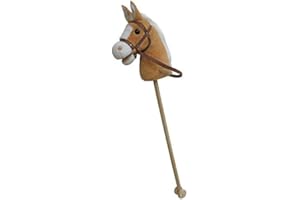 Sweety Toys 5109 Cheval bâton Goldy "My Donner" super mignon, Sweety-Toys - Couleur : beige doré - Très élégant - Avec crinière blanche avec fonction hennissement et bruit degalop, taille : env. 100 cm qualité supérieure avec poignée et roulettes en bois