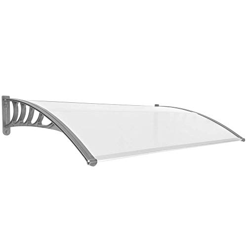 PrimeMatik - Pensilina 150x90cm in policarbonato per Porta o Finestra per Esterno Grigio