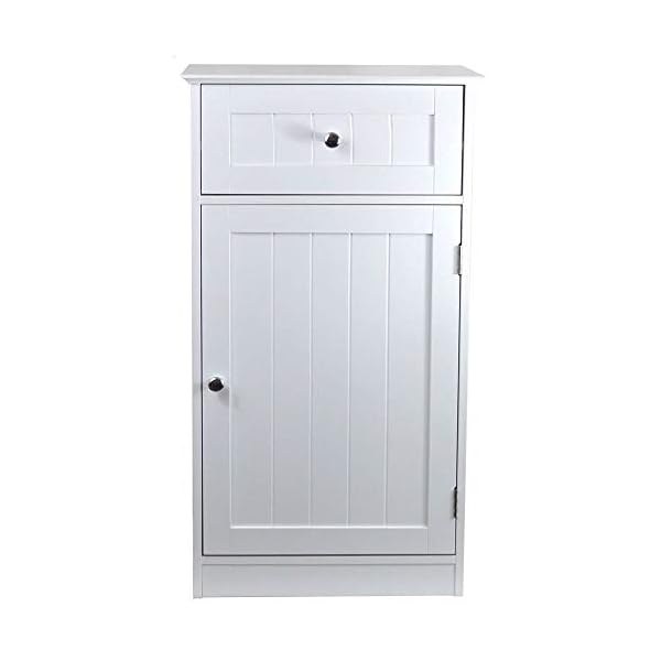 Home Discount Priano Bathroom Cupboard 1 Door 1 Drawer Floor Standing Cabinet Drawer Unit Storage, White - Image 3