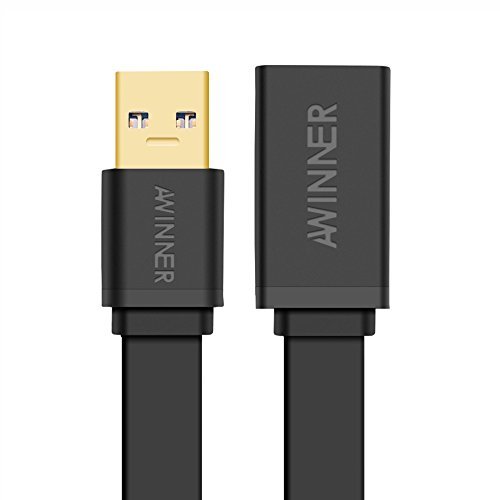 Awinner® Cable de extensión USB 3.0. Cable USB Unisex extensor negro.