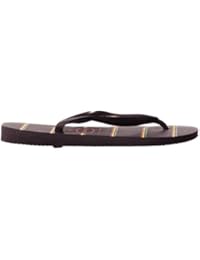 Havaianas Hombre Top rayas logotipo de las chancletas, Negro