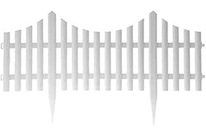 GABZ Pack of 8 White Garden Picket Fence Panels/Plastic Lawn Edging For Plant Borders And Flowerbeds (8)