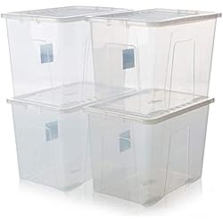 Racking Solutions Lot de 4 boîtes de Rangement et Couvercle Transparent 80 l