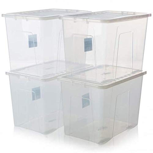 Racking Solutions Lot de 4 boîtes de Rangement et Couvercle Transparent 80 l