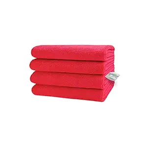 SOFTSPUN Microfiber Cloth - 4 pcs - 30x40 cms - 340 GSM Red - Thick Lint & Streak-Free Multipurpose Cloths - Automotive Microfibre Towels for Car Bike Cleaning Polishing Washing & Detailing