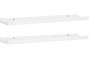 vidaXL Wall-Mounted Display Ledges in White - Stylish Picture Frame Shelves - 2 pcs - Robust Lacquered MDF Material - 60x9x3 cm