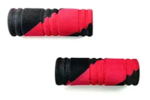 A2D DH-B.R Abstract Design Scooter Comfort Riding Foam Rubber Scooter Handle Grips Covers Set of 2 Black n Red for TVS Ntorq