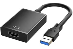 Hmrope Adaptateur USB vers HDMI, USB 3.0/2.0 vers HDMI 1080p Full HD Vidéo Audio Multi Moniteur Convertisseur Adaptateur pour PC HDTV Compatible avec Windows XP 7/8/8.1/10 (Pas Mac & Vista)