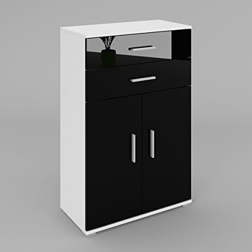LILI SIDEBOARD CUPBOARD BUFFET 2 DOOR, 2 DRAWERS, CARCASS: WHITE MAT, FRONTS: BLACK HIGH GLOSS