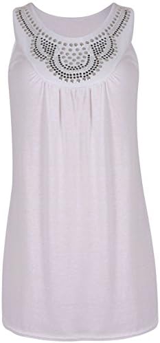 Womens Beaded Studd Sleevless Top Color White Size 14
