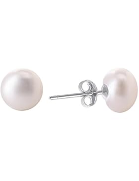 Jane Stone Damen Ohrringe mit 8 mm Perle weißen Perlenohrringe 925 Sterling Silber Ohrstecker für Mädchen