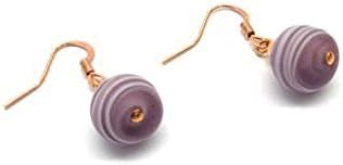 Venetian Murano Glass Amethyst Spiral Bead Drop Earrings.Genuine handmade in Italy, beautifully presented in a gift box with certificate of authenticity.