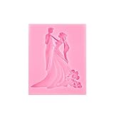 formas de silicone para velas 3D novia y el novio PATRÓN: dulce patrón par de moldes para hornear puede traer sus tortas una forma agradable, que es ideal para el deshierbe torta, pan, flan, y el pastel.