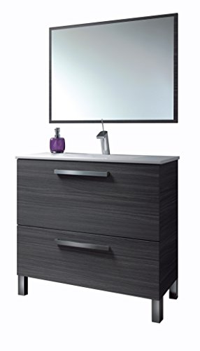 Arkitmobel Urban 305412G, Mueble de Baño, Módulo de Lavabo con Espejo, Gris ceniza, 80 x 80 x 45 cm