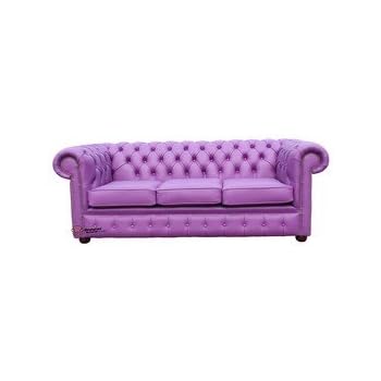 Chesterfield 3 Seater Settee Wineberry Purple Leather Sofa Offer