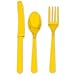Produktbild NET TOYS Grillbesteck Set mit Messer, Löffel und Gabel | 24-teilig in gelb | Universelle Party-Tischdeko Plastikbesteck stabil | Praktisch für Grillparty & Gartenparty